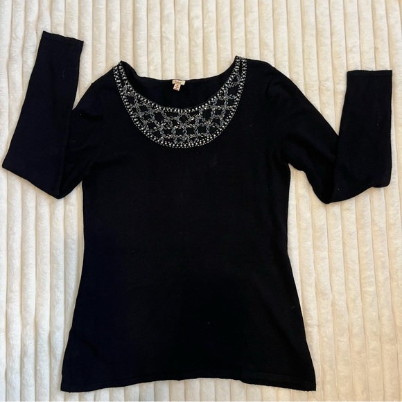 Reba Black Beaded Women's Blouse - Picture 1 of 5